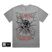 Image 1 of BASTARDS SHIRT - GREY WITH BLACK AND RED PRINT