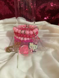 The  Pinks!!! Beaded Charm Bracelet with Detachable Charm