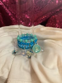 The Blues!!! Beaded Elastic Bracelets with Detachable Charm
