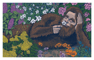 Image of Bigfoot Smelling Flowers