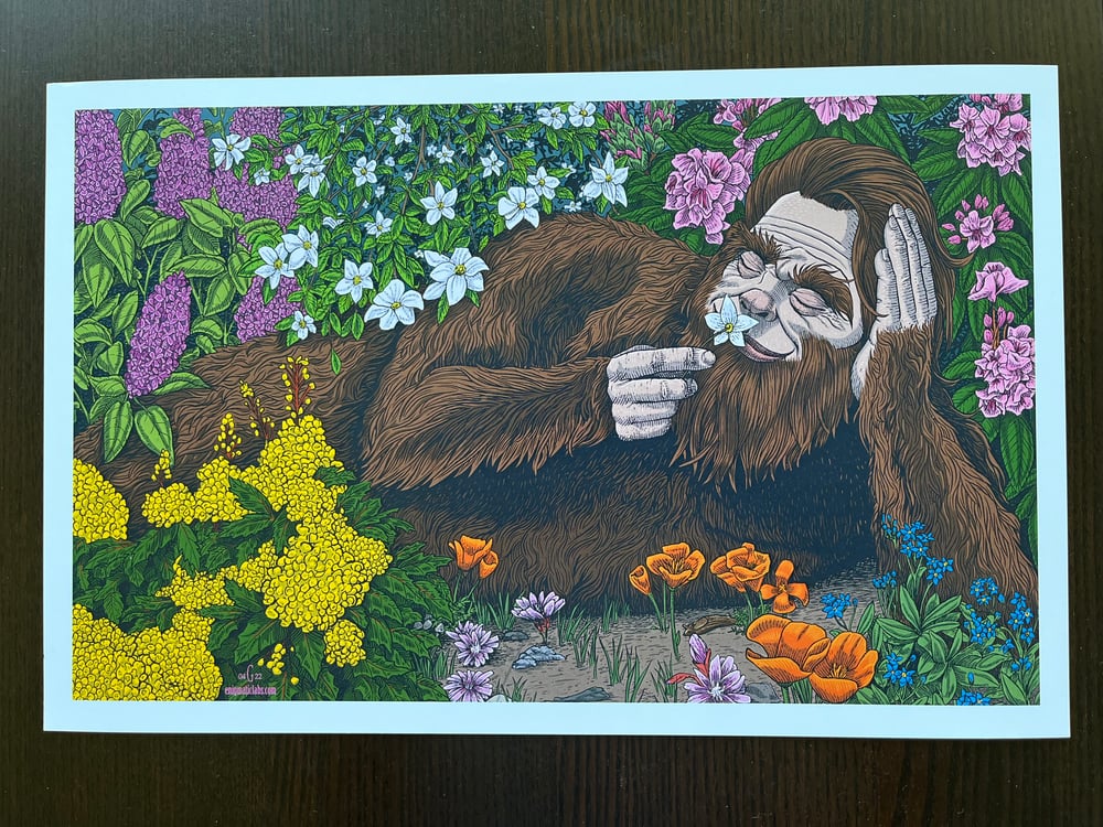 Image of Bigfoot Smelling Flowers