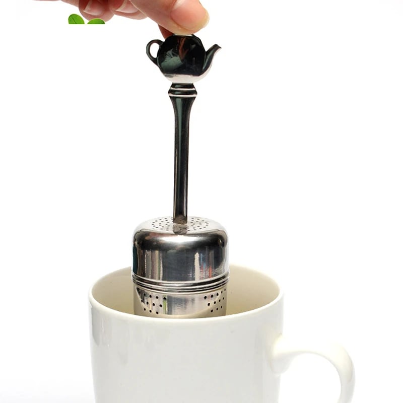 Stainless Steel Tea Infuser Strainer Cylindrical Tea Leak Spice Herbal Filter Balls Hanging Chain