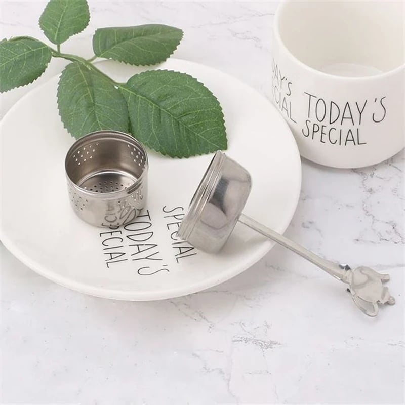 Stainless Steel Tea Infuser Strainer Cylindrical Tea Leak Spice Herbal Filter Balls Hanging Chain