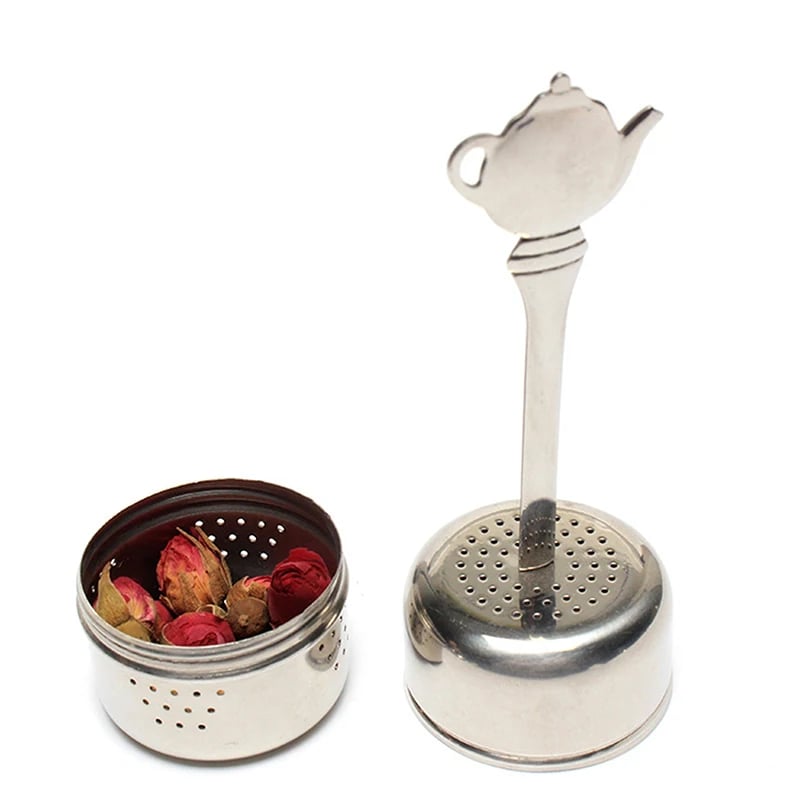 Stainless Steel Tea Infuser Strainer Cylindrical Tea Leak Spice Herbal Filter Balls Hanging Chain