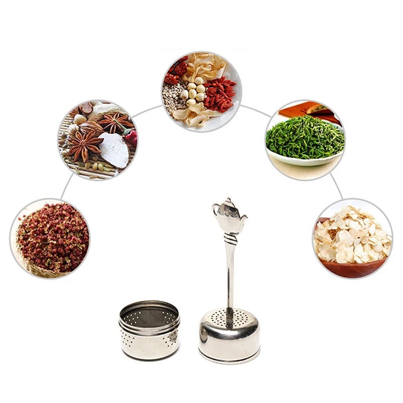 Stainless Steel Tea Infuser Strainer Cylindrical Tea Leak Spice Herbal Filter Balls Hanging Chain
