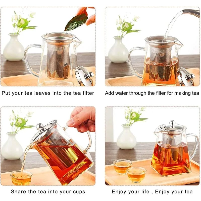 Teapot Glass Tea Infusers Stainless Steel Heat Resistant Glass Teapot Stove top