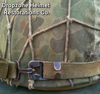 Image 10 of WWII M1 USMC Helmet McCord Fixed bale & rayon Hawley Liner. 1st Pattern Camo Cover.