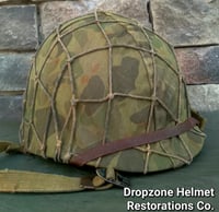 Image 7 of WWII M1 USMC Helmet McCord Fixed bale & rayon Hawley Liner. 1st Pattern Camo Cover.