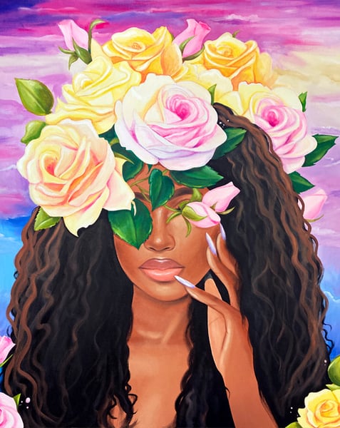 Image of Her Beautiful Mind Blooms  (Acrylic Painting)