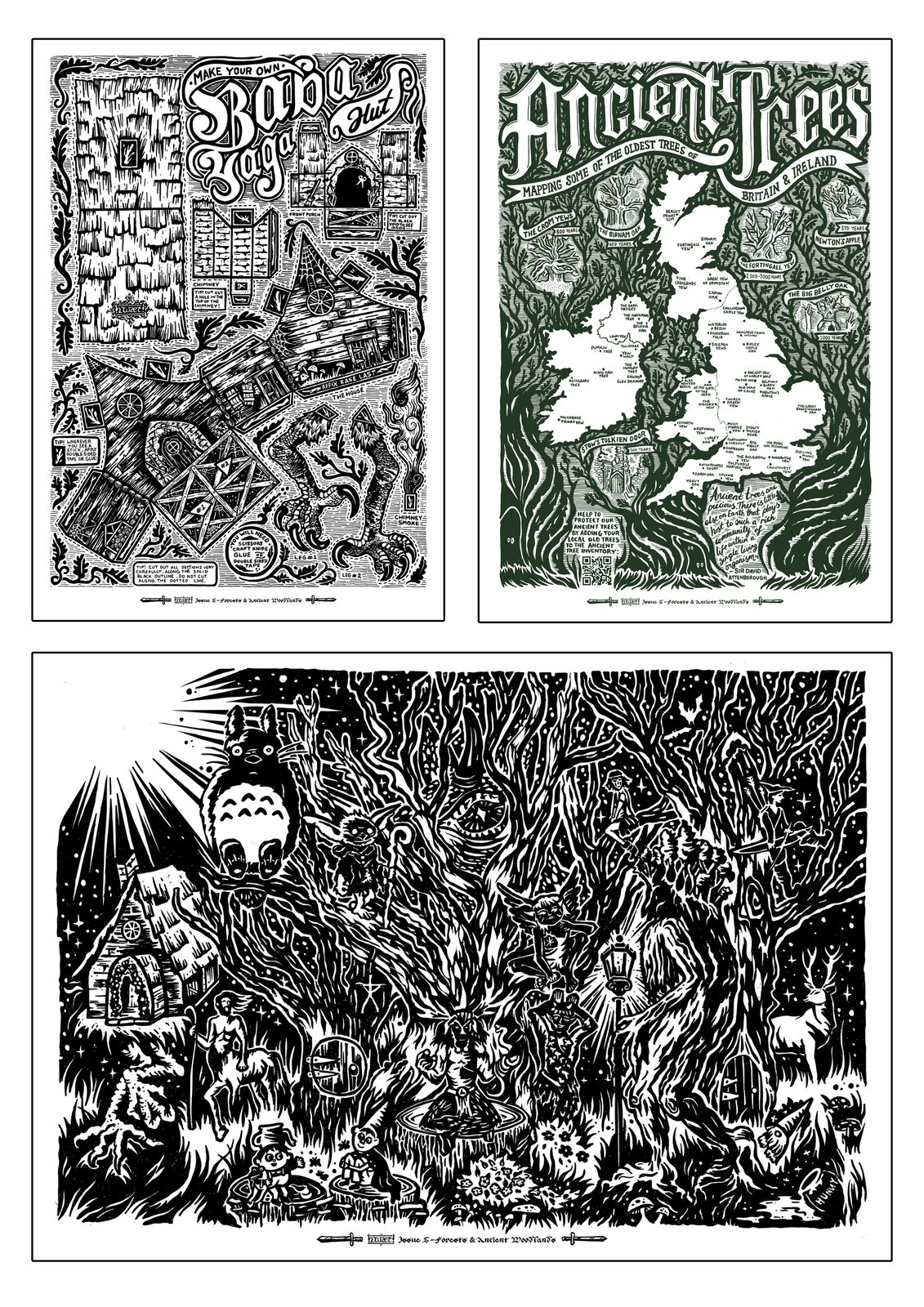 TRIPLE A3 ART PRINT BUNDLE - FORESTS & ANCIENT WOODLANDs | Hwaet!Zine