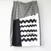 Image 1 of black and white gray spacedye squiggle midi skirt side slits size XL 16/18 adult courtneycourtney
