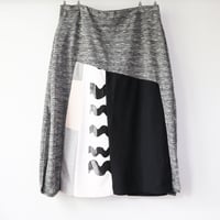 Image 3 of black and white gray spacedye squiggle midi skirt side slits size XL 16/18 adult courtneycourtney