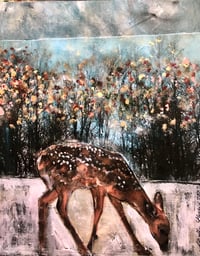 Image 2 of Daphne Deer art print mounted on wood 