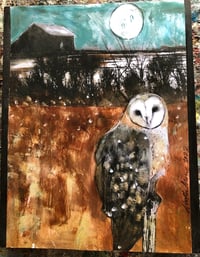 Image 1 of Hester Owl art print mounted on cradled wood