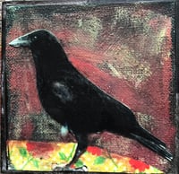 Image 1 of Charlie the Crow  quality art print mounted on cradled wood 