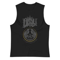Image 1 of ABSU - THE GOLD TORQUES OF ULAID (GREY & GOLD PRINT) MUSCLE SHIRT