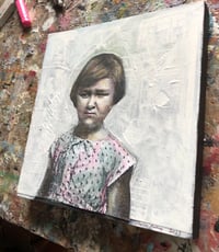 Image 2 of  Bella nostalgic child portrait painting original on wood