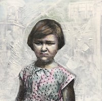 Image 1 of  Bella nostalgic child portrait painting original on wood