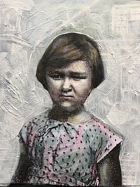 Image 4 of  Bella nostalgic child portrait painting original on wood