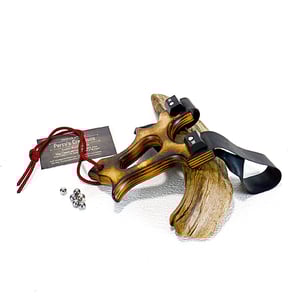 Image of Wooden Sling Shot, Handmade Catapult, Pyrolysis Technique, Shou Sugi Ban, Burned Wood grain