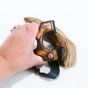 Image of Wooden Sling Shot, Handmade Catapult, Pyrolysis Technique, Shou Sugi Ban, Burned Wood grain
