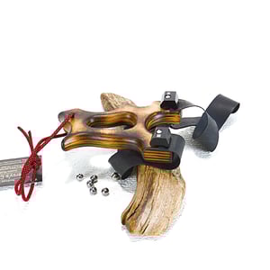Image of Wooden Sling Shot, Handmade Catapult, Pyrolysis Technique, Shou Sugi Ban, Burned Wood grain
