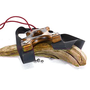 Image of Wooden Sling Shot, Handmade Catapult, Pyrolysis Technique, Shou Sugi Ban, Burned Wood grain
