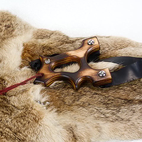 Image of Wooden Sling Shot, Handmade Catapult, Pyrolysis Technique, Shou Sugi Ban, Burned Wood grain