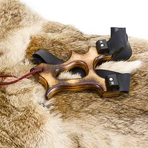 Image of Wooden Sling Shot, Handmade Catapult, Pyrolysis Technique, Shou Sugi Ban, Burned Wood grain