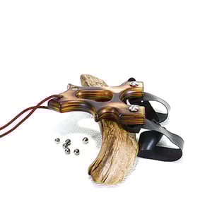 Image of Wooden Sling Shot, Handmade Catapult, Pyrolysis Technique, Shou Sugi Ban, Burned Wood grain