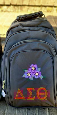 Image 3 of Black Embroidered Laptop Sleeve Backpack