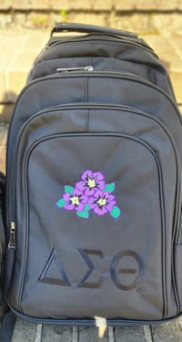 Image 4 of Black Embroidered Laptop Sleeve Backpack