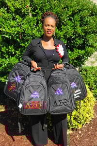 Image 2 of Black Embroidered Laptop Sleeve Backpack