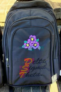 Image 5 of Black Embroidered Laptop Sleeve Backpack