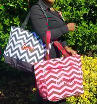 Image 1 of Chevron Embroidered Soror Tote (Red or Black)