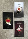 [PRE-ORDER] love, death, revenge – Enamel Pins