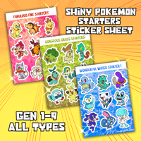 Image 1 of Shiny Pokemon Starters || Sticker Sheet