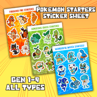 Image 1 of Pokemon Starters || Sticker Sheet