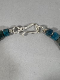 Image 3 of Necklace of varied blue/green cylinder beads