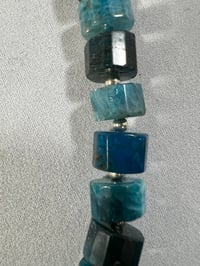 Image 4 of Necklace of varied blue/green cylinder beads