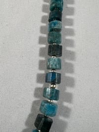 Image 5 of Necklace of varied blue/green cylinder beads