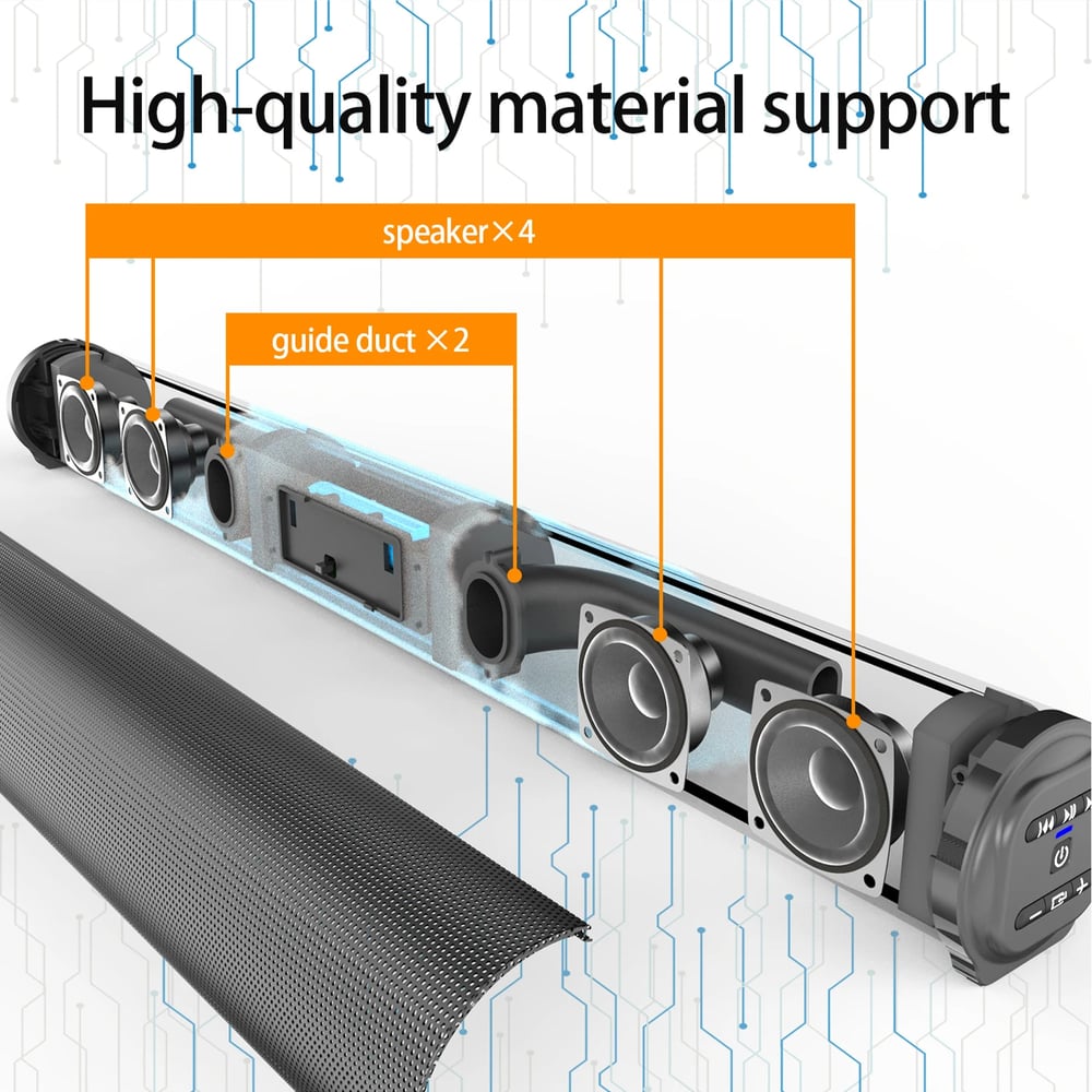 20W Wireless Bluetooth Sound Bar Speaker System Surround Stereo for TV & Projector