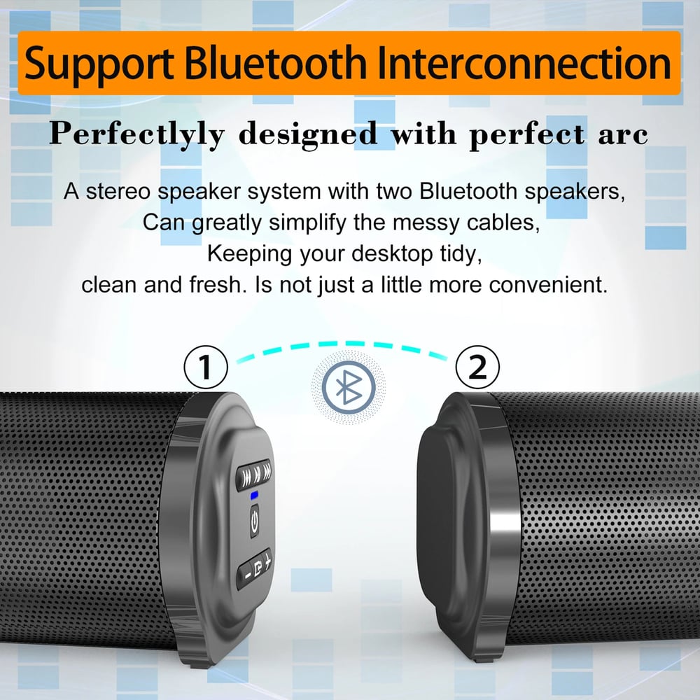 20W Wireless Bluetooth Sound Bar Speaker System Surround Stereo for TV & Projector