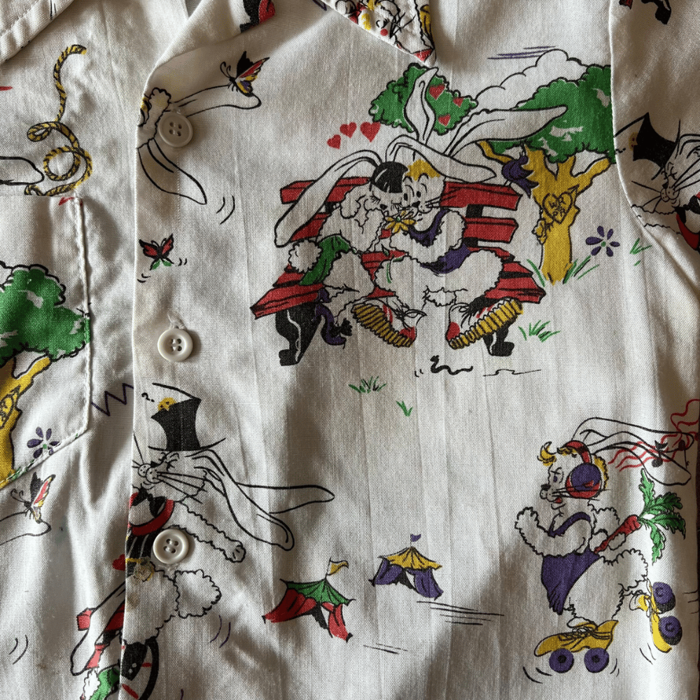 Image of CARTOON RABBIT BUTTON UP