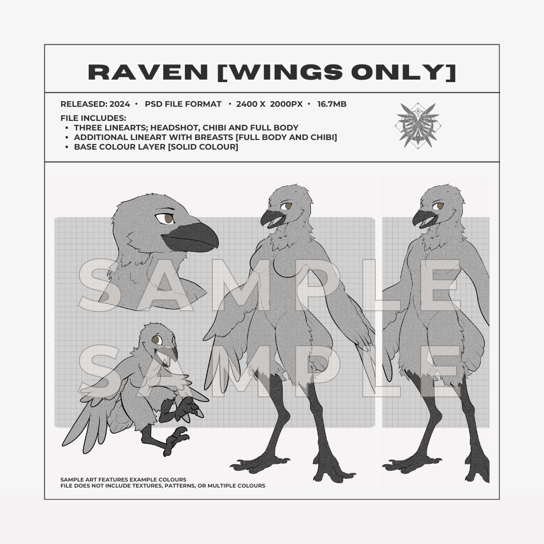 RAVEN LINEART TEMPLATE | GODBIRDART