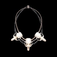 Image 4 of "Maddy" Tri-Toned Pearl and Skull Necklace