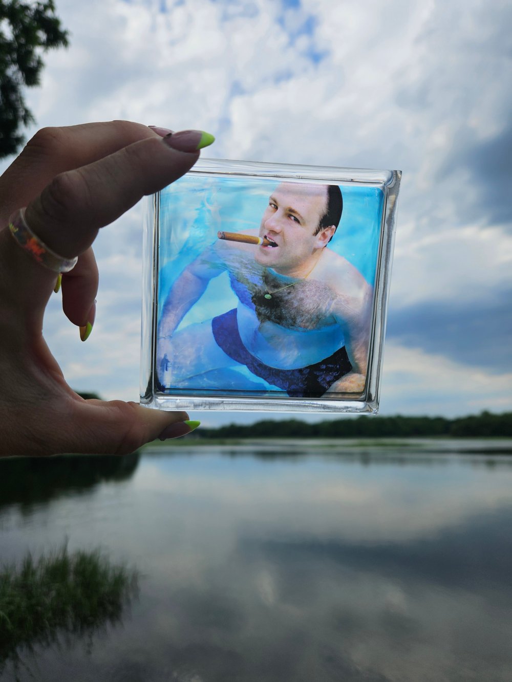 Image of Tony in da pool square coaster