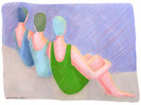 Image 1 of The One Swimmer in Green - original painting