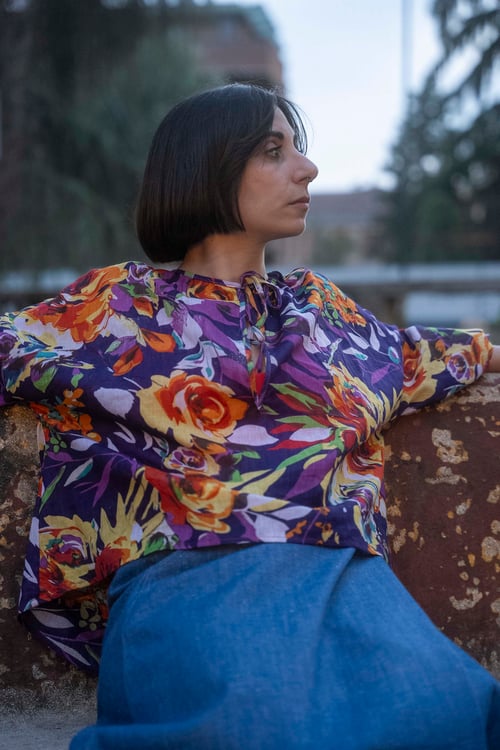 Image of BLUSA POWER FLOWER FANTASIA FLOREALE BASE VIOLA