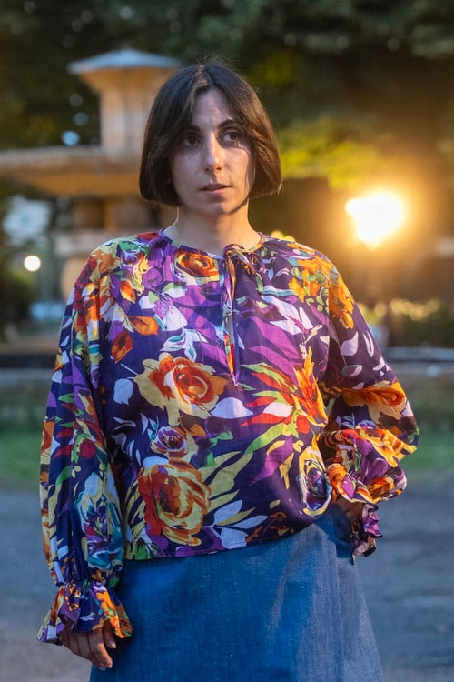 Image of BLUSA POWER FLOWER FANTASIA FLOREALE BASE VIOLA